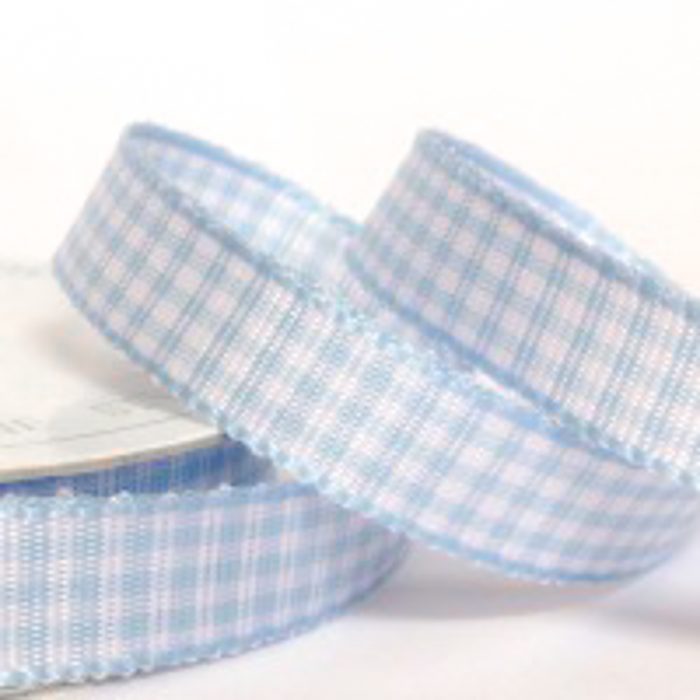 Light Blue Gingham Ribbon, 10mm