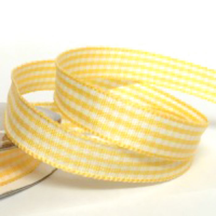 Yellow Gingham Ribbon, 10mm