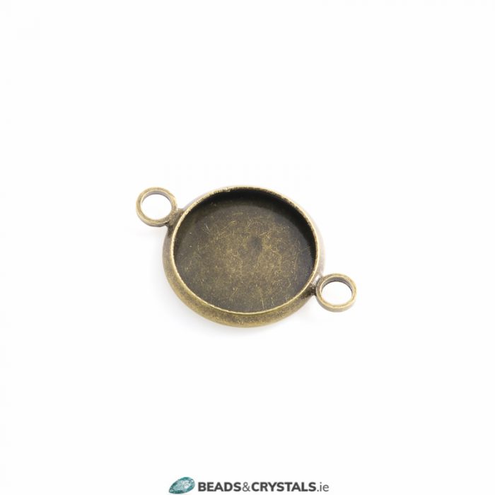 Antique Bronze 12mm Round 2 Loop Mount, 36 pieces