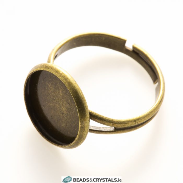 Antique Bronze 12mm Round Adjustable Ring, 3 pieces