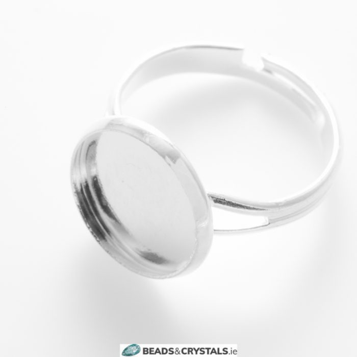 Silver plated 12mm Round Adjustable Ring, 3 pieces