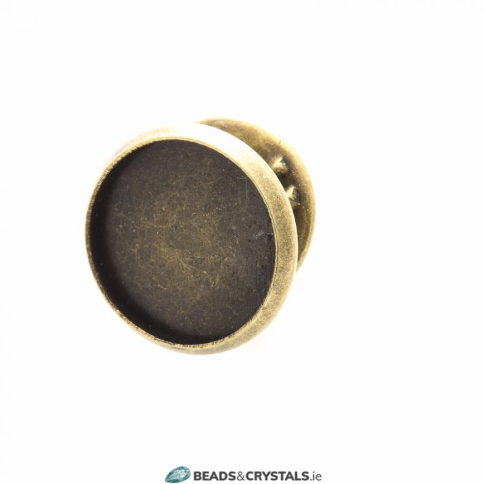 Antique Bronze 12mm Round Clutch/Badge Pins, 6 pieces
