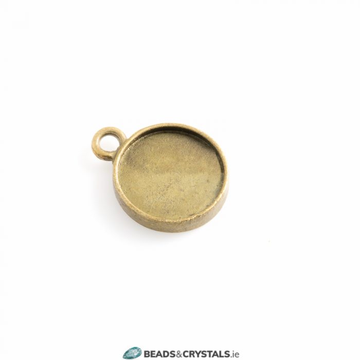 Antique Bronze 12mm Round Pendant Mount, 16 pieces