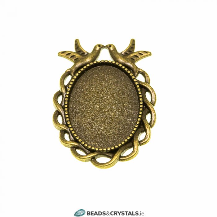 Antique Bronze Oval 18x25mm Dove Pendant, 1 piece