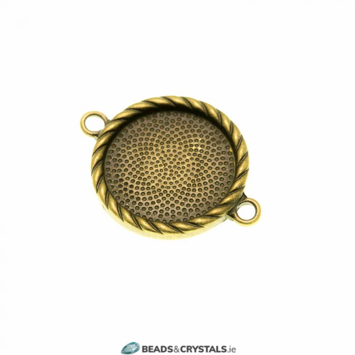 Antique Bronze 20mm Round 2 Loop Mount, 3 pieces