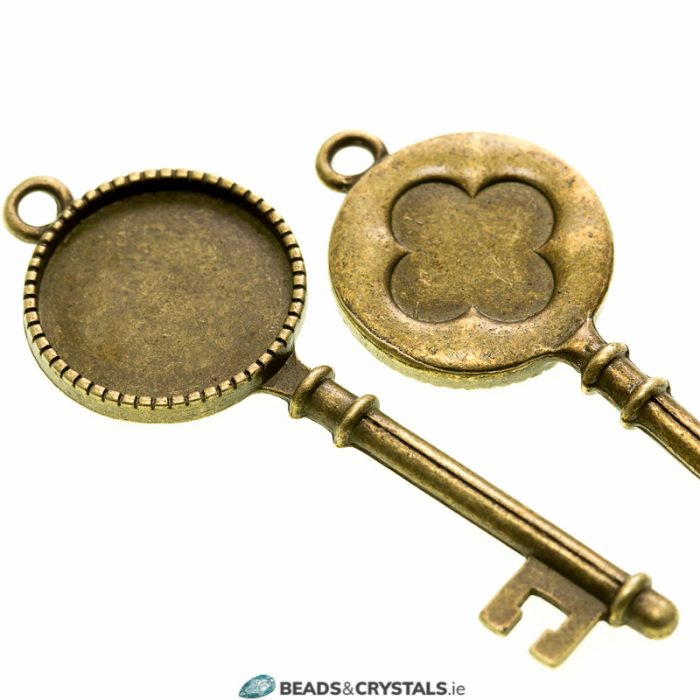 Antique Bronze 20mm Round Key, 3 pieces