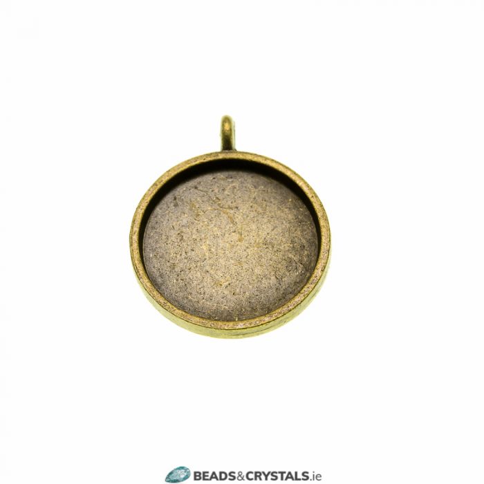 Antique Bronze 20mm Round Pendant Mounts, 3 pieces