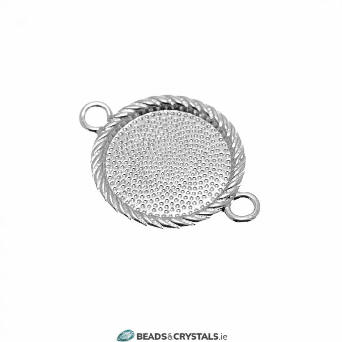 Silver 20mm Round 2 Loop Mount, 3 pieces