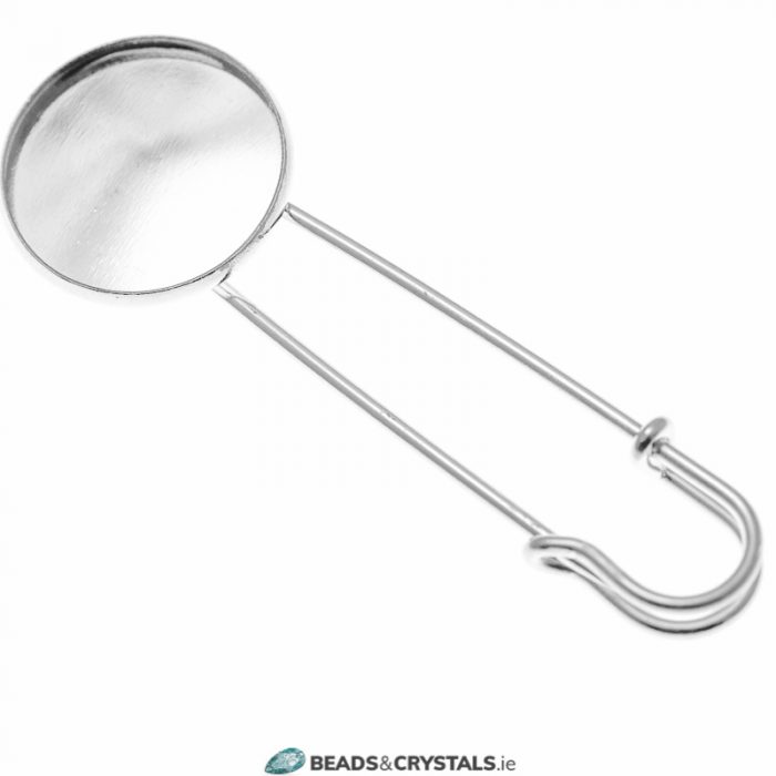 Antique Silver 20mm Round Safety Pin, 1 piece