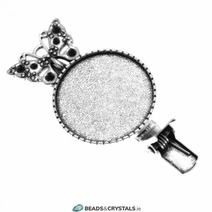 Antique Silver 25mm Round Hair Clip, 1 piece