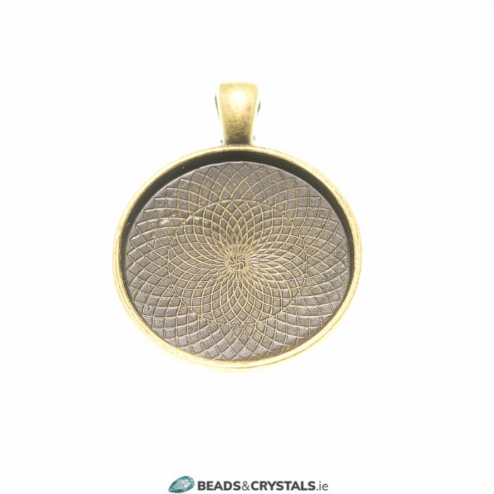 Antique Bronze 25mm Round Pendant Mount, 3 pieces