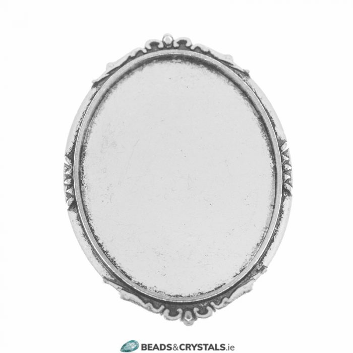 Antique Silver Oval 30x40mm Brooch, 1 piece