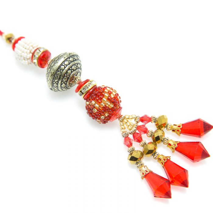 Red 4 Drop Glass Tassel