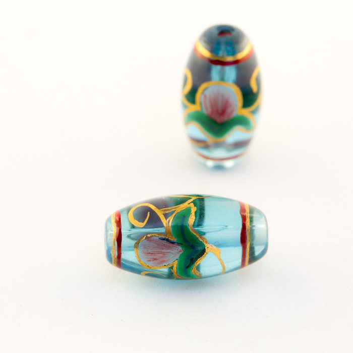 Black Decal Glass bead, 19x10mm (10 pieces) - Image 3
