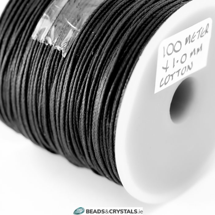 Black Cotton Cord, 1.0 mm x 100 meters