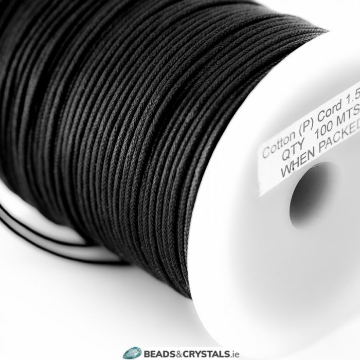 Black Cotton Cord, 1.5mm x 100 meters