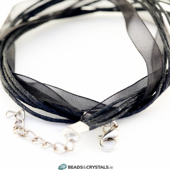 Black Organza/Cotton Ready to Wear Necklet 16 inch (41cm)