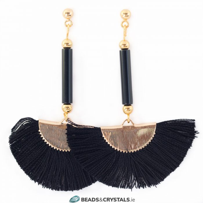Black Fan Tassel Earring KIT