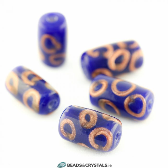 Blue Glass Tube 14x8mm (10 pieces)