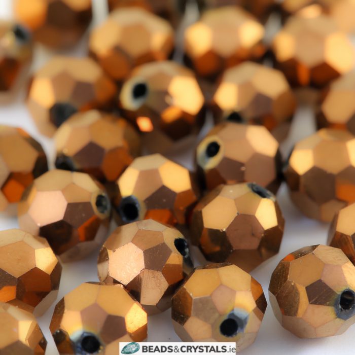 Bronze Facetted Round Glass Beads