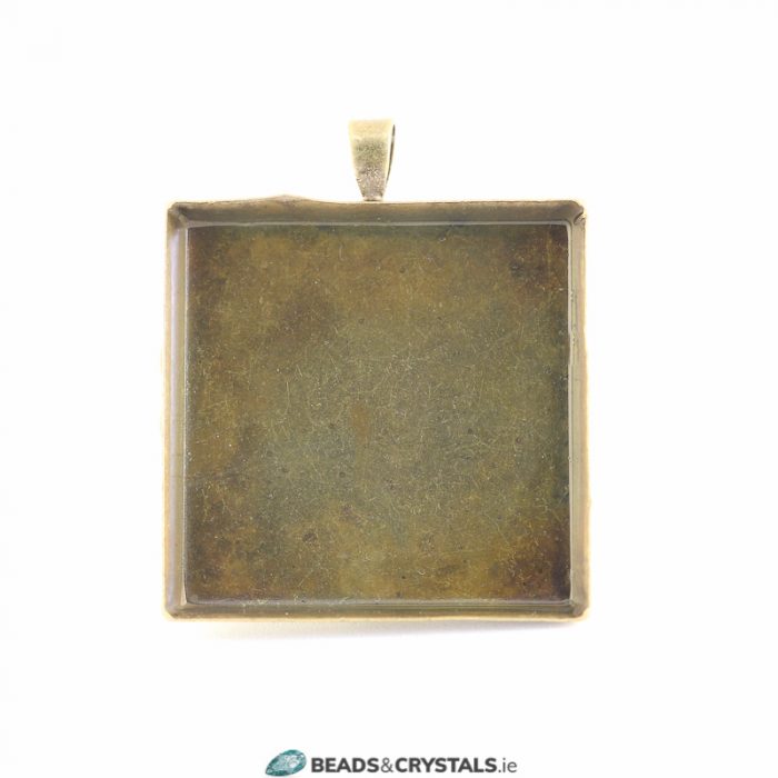 Antique Bronze 25mm Square Pendant Mount, 2 pieces
