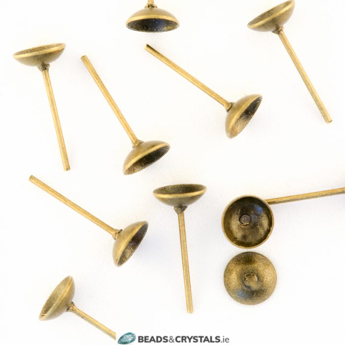 Bronze Earring Cups, 6mm (72 pieces)