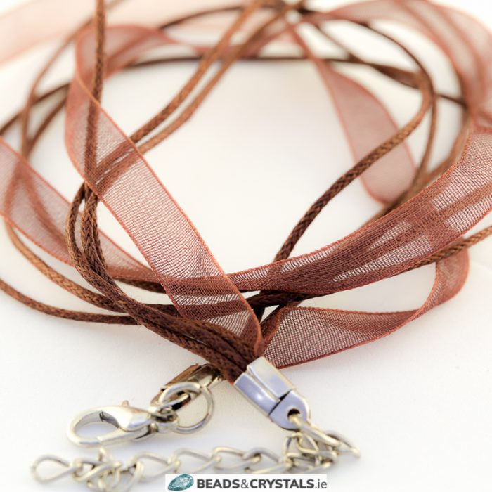 Brown Organza/Cotton Ready to Wear Necklet 16 inch (41cm)