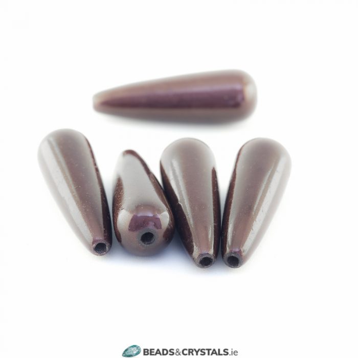 Brown Miracle Drop bead 30x10mm (10 pieces)