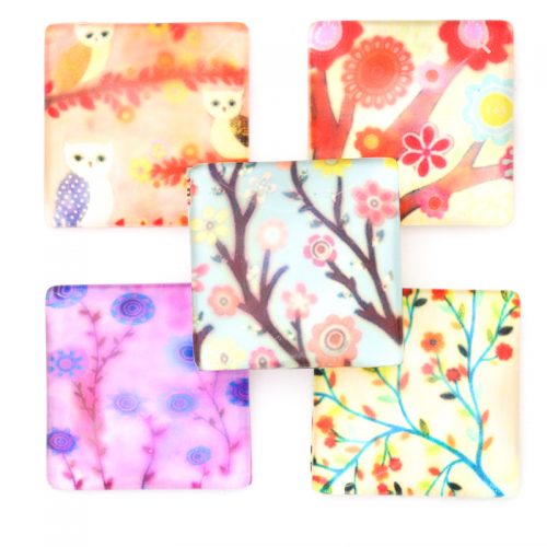 Mixed Square 25mm Nature x 5 pieces