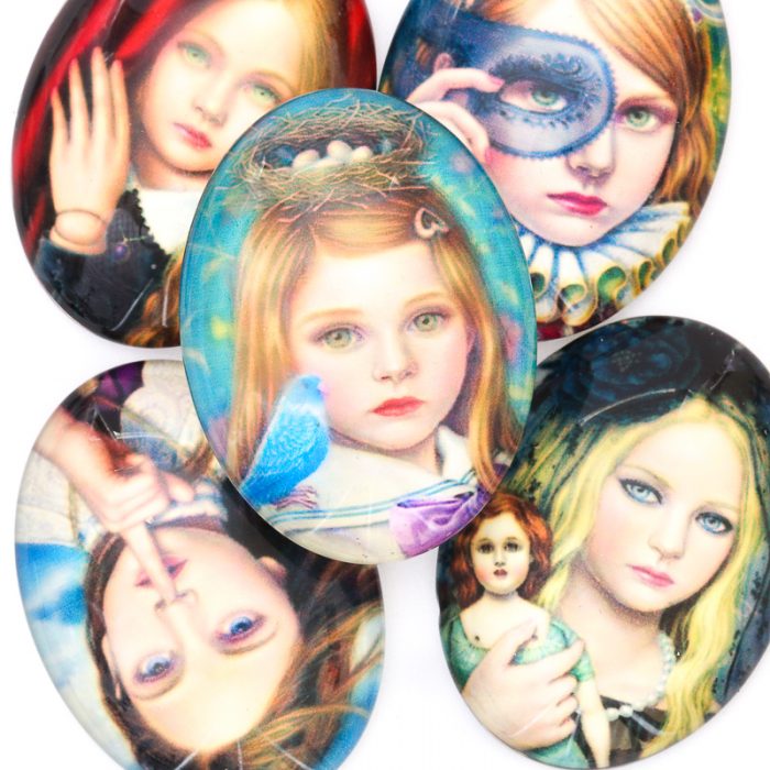 Mixed 30x40mm Mystery Girls x 5 pieces