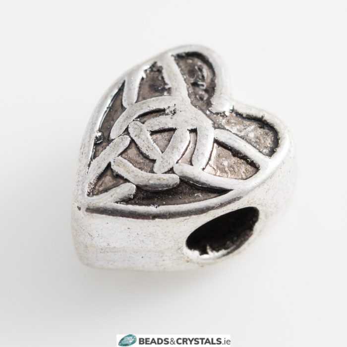 Silver Pandora Style, Celtic Heart Bead, 3 pieces