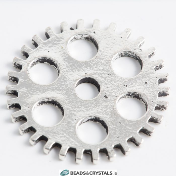 Silver Steampunk Cog Gear, 7 Hole, 20mm