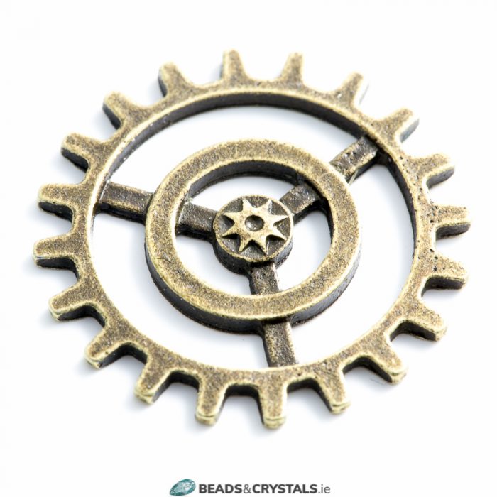 Bronze Steampunk Cog Gear, 2 Ring, 20mm