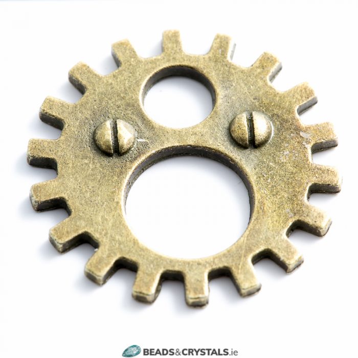Bronze Steampunk Cog Gear, 2 Hole, 20mm