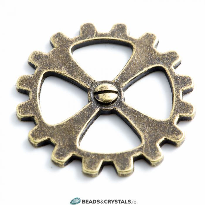 Bronze Steampunk Cog Gear, 4 Spoke, 20mm