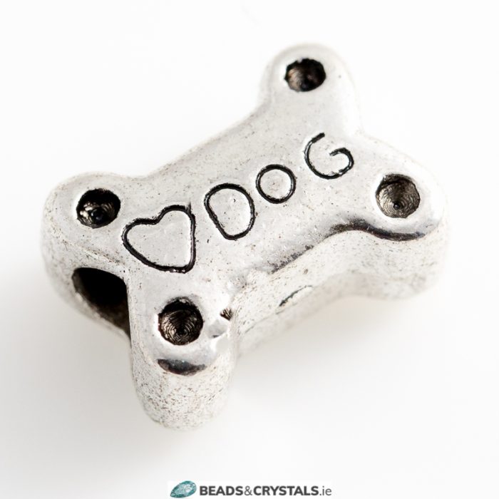 Silver Pandora Style, Dog Bone Bead, 3 pieces