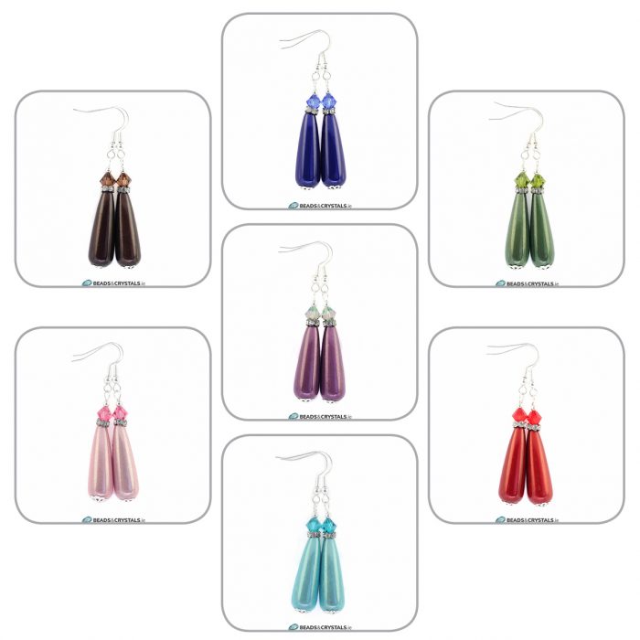 Mixed Colours, Drop Earring KITS x 7 pairs
