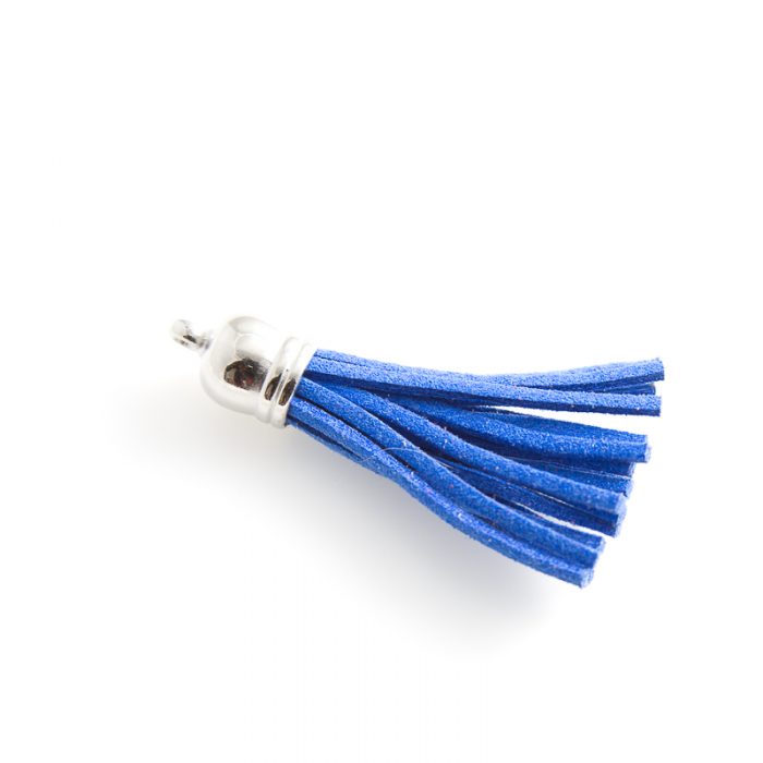 Blue Suede Tassel, 6cm