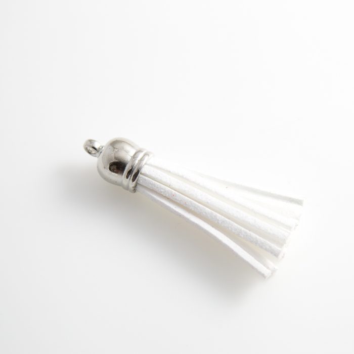 White Suede Tassel, 6cm