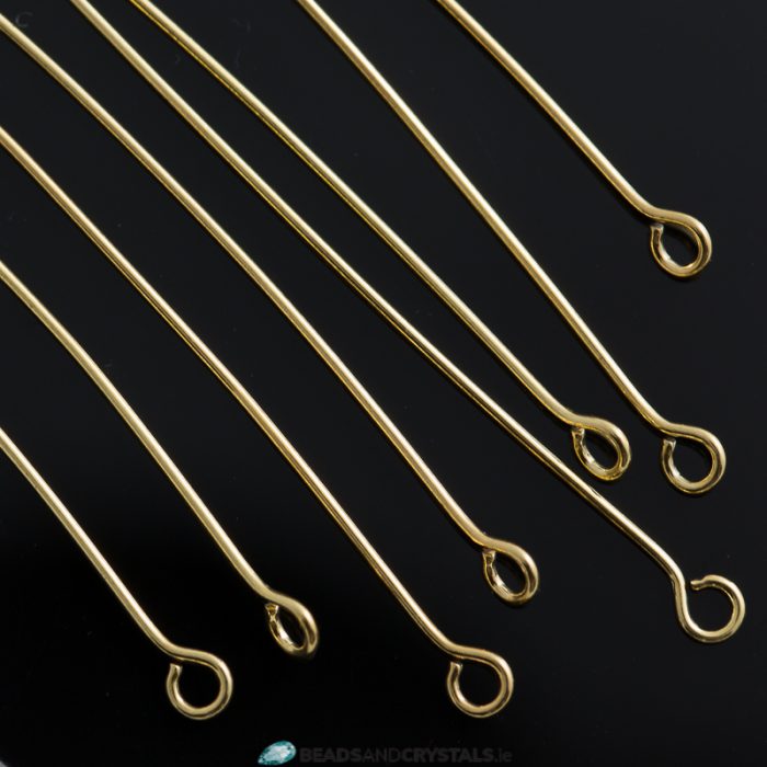 Eye Pins, Gold Plate, 21g Hard