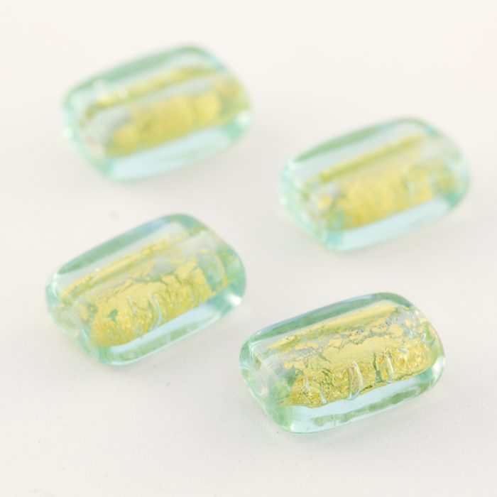 Blue Silver Foil Glass bead, 16x10mm (10 pieces) - Image 4