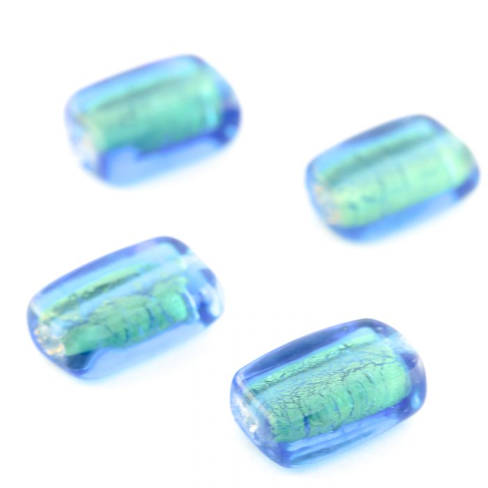 Blue Silver Foil Glass bead, 16x10mm (10 pieces) - Image 3