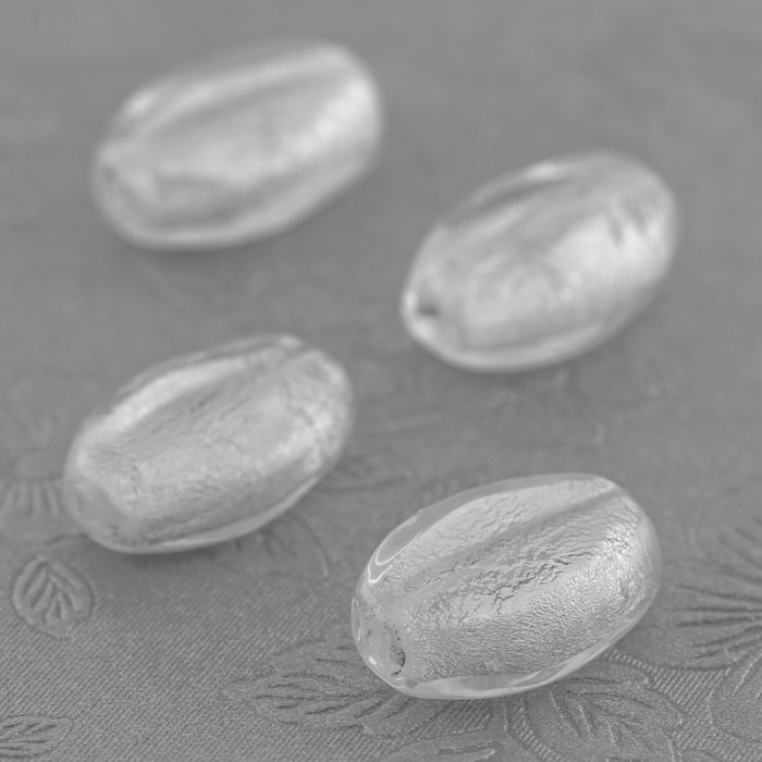 Crystal Silver Foil Oval Glass bead, 14x10mm (10 pieces)
