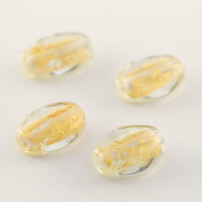 Crystal Gold Foil Oval Glass bead, 14x10mm (10 pieces)
