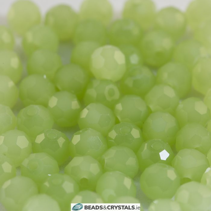 Green Alabaster Facetted Round Glass Beads
