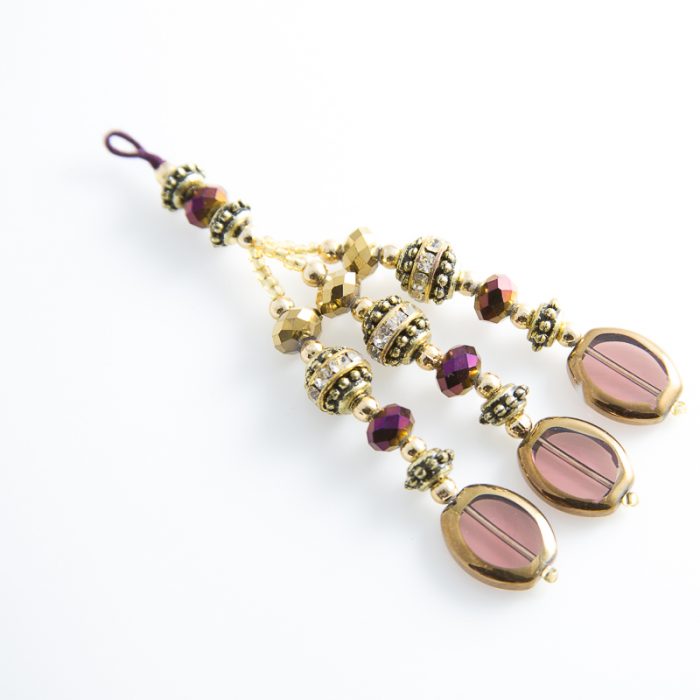 Amethyst Purple Jodha 3 Drop Glass Tassel