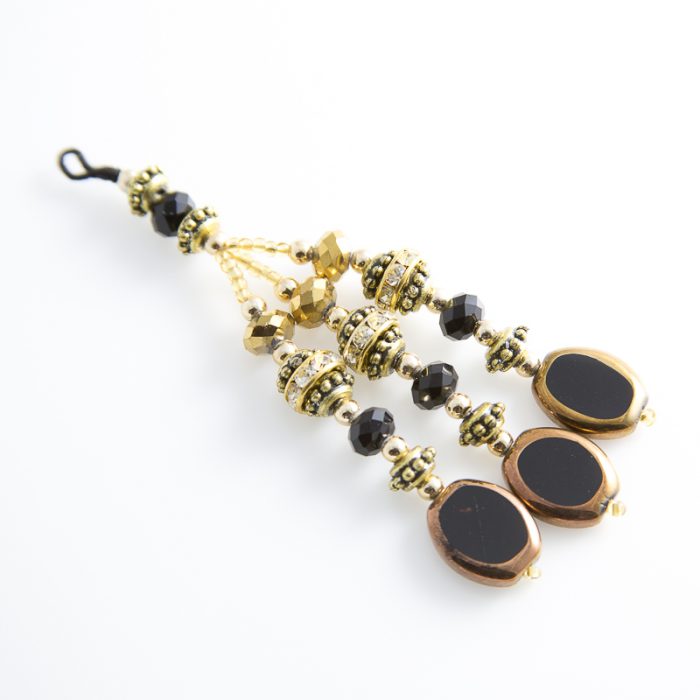 Black Jodha 3 Drop Glass Tassel