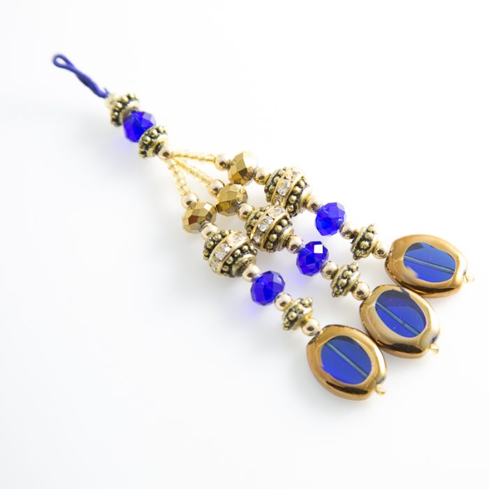 Blue Jodha 3 Drop Glass Tassel