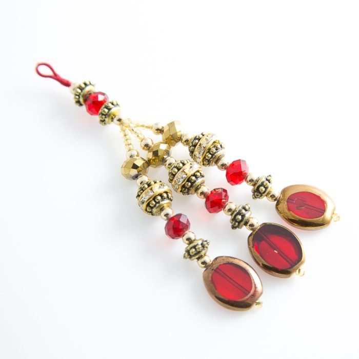 Red Jodha 3 Drop Glass Tassel