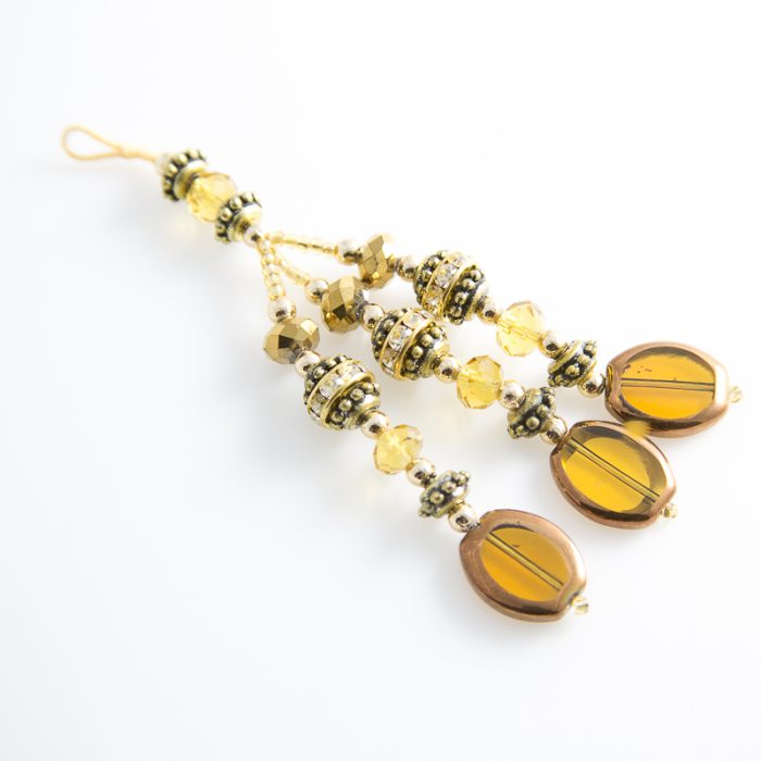 Yellow Jodha 3 Drop Glass Tassel